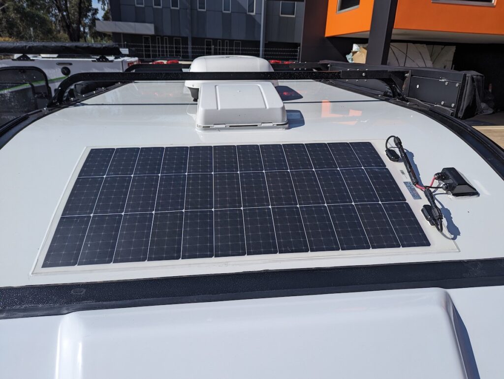100 watt roof mounted solar panel with 200 watt portable panels with 10m cable